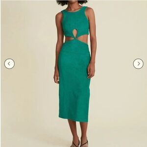 For Days Green Big Sur Cut-Out Terry Cloth Organic Cotton Dress Size XXL